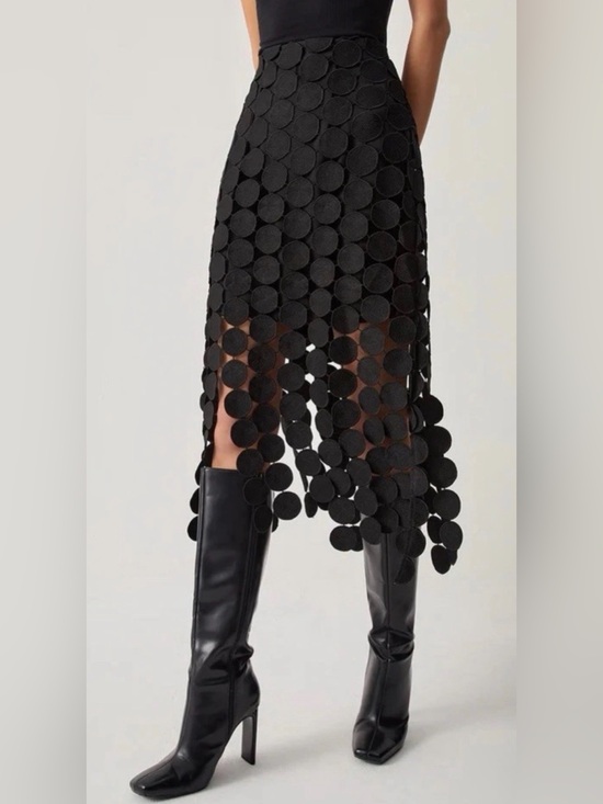 Commense Dresses & Skirts - Commense Black Laser Cut Multi Circle
Double Layered Skirt Size Medium